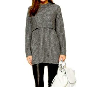 Michelle Mason Double Layer Shaker Knit Sweater // Grey Anthracite // Size S
